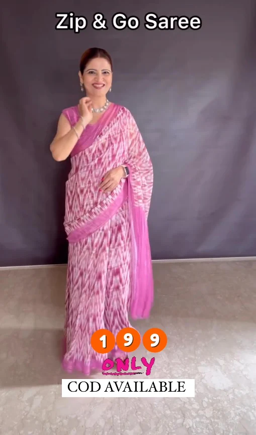 Womens Digital Printed Zip Style Saree Gown
