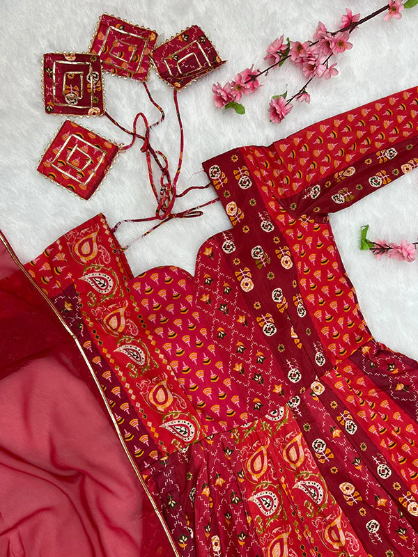 Magenta Red Anarkali Gown With Dupatta Set - Image 8