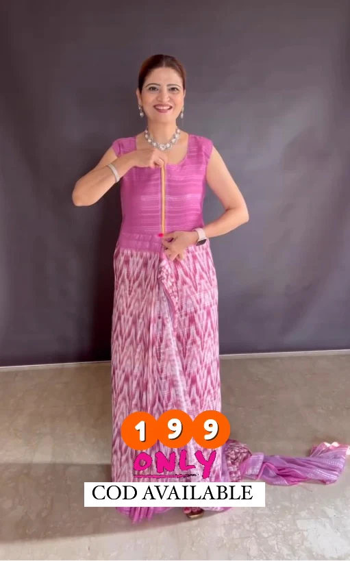Womens Digital Printed Zip Style Saree Gown - Image 2