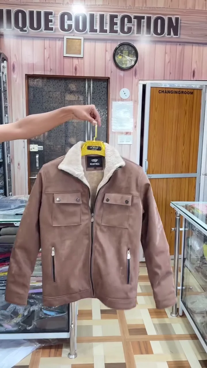 Winter Warm Fleece Collar Biker Jacket for Men - Image 2