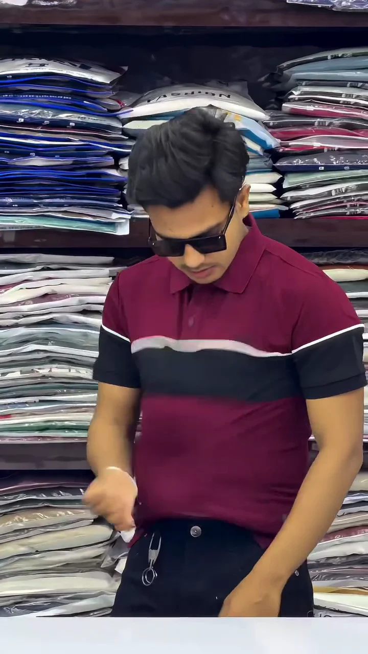 Men’s Cotton Color Block Polo Neck Half Sleeve WhiteBlack Color T-Shirt S Size - Image 6