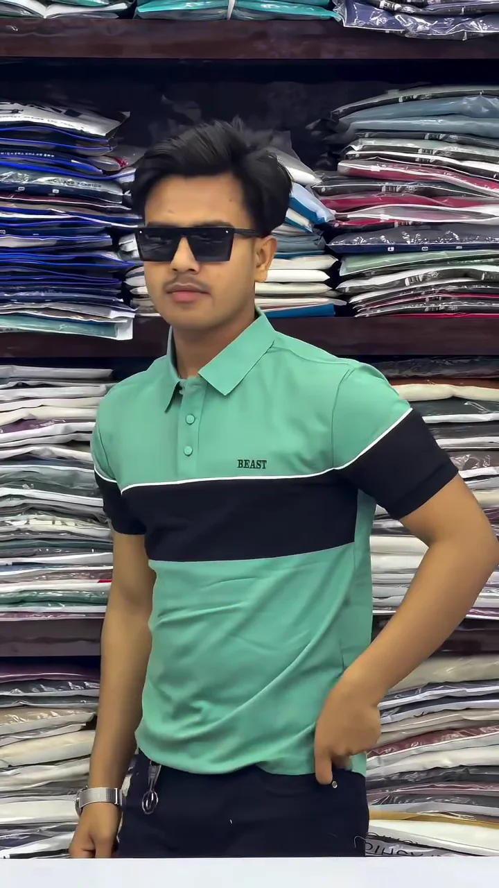 Men’s Cotton Color Block Polo Neck Half Sleeve WhiteBlack Color T-Shirt S Size - Image 5