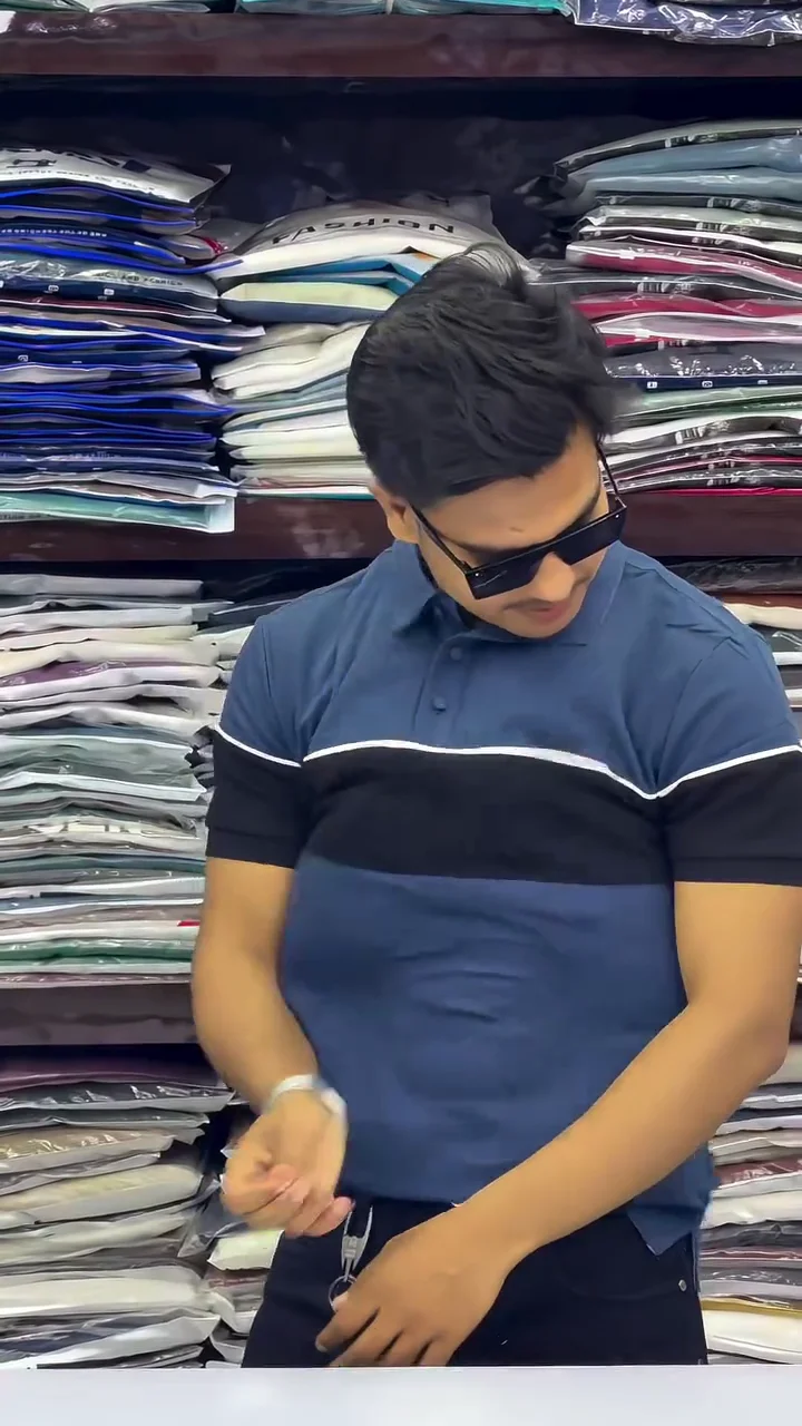 Men’s Cotton Color Block Polo Neck Half Sleeve WhiteBlack Color T-Shirt S Size - Image 4