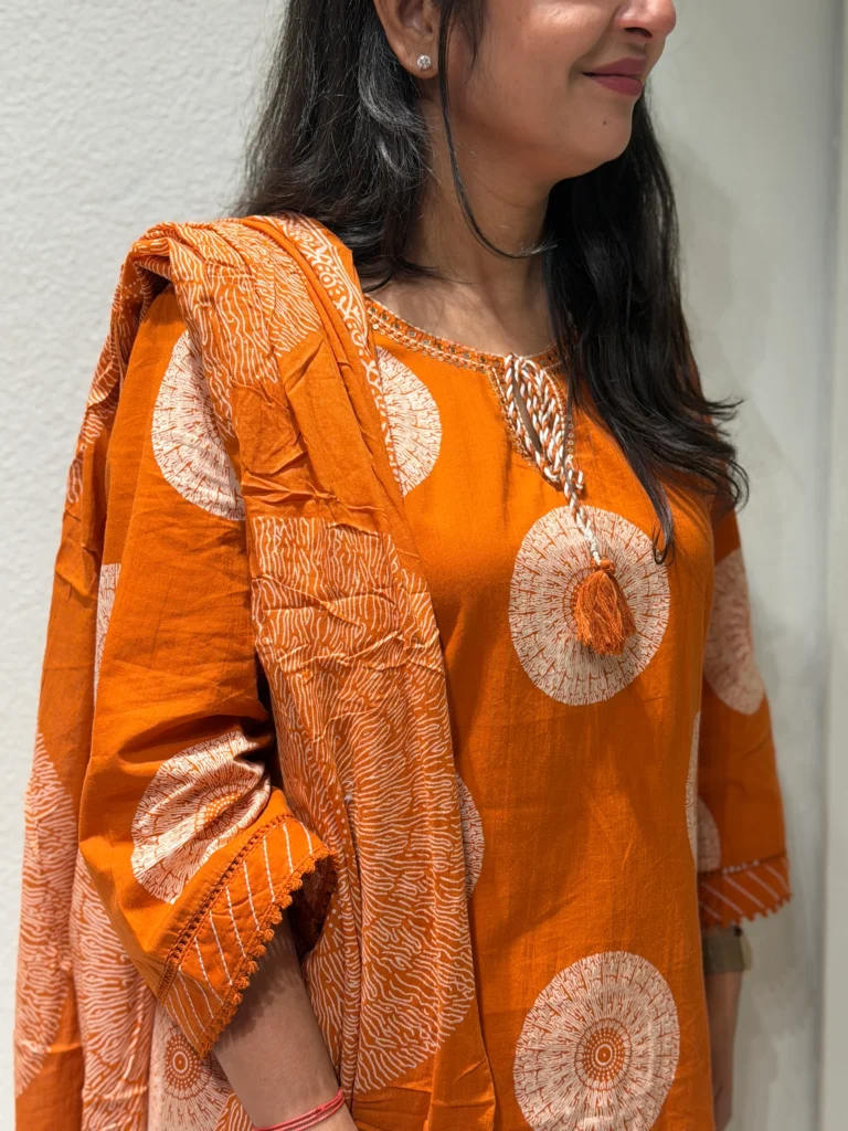 Premium Cotton Suit Set – Orange - Image 6