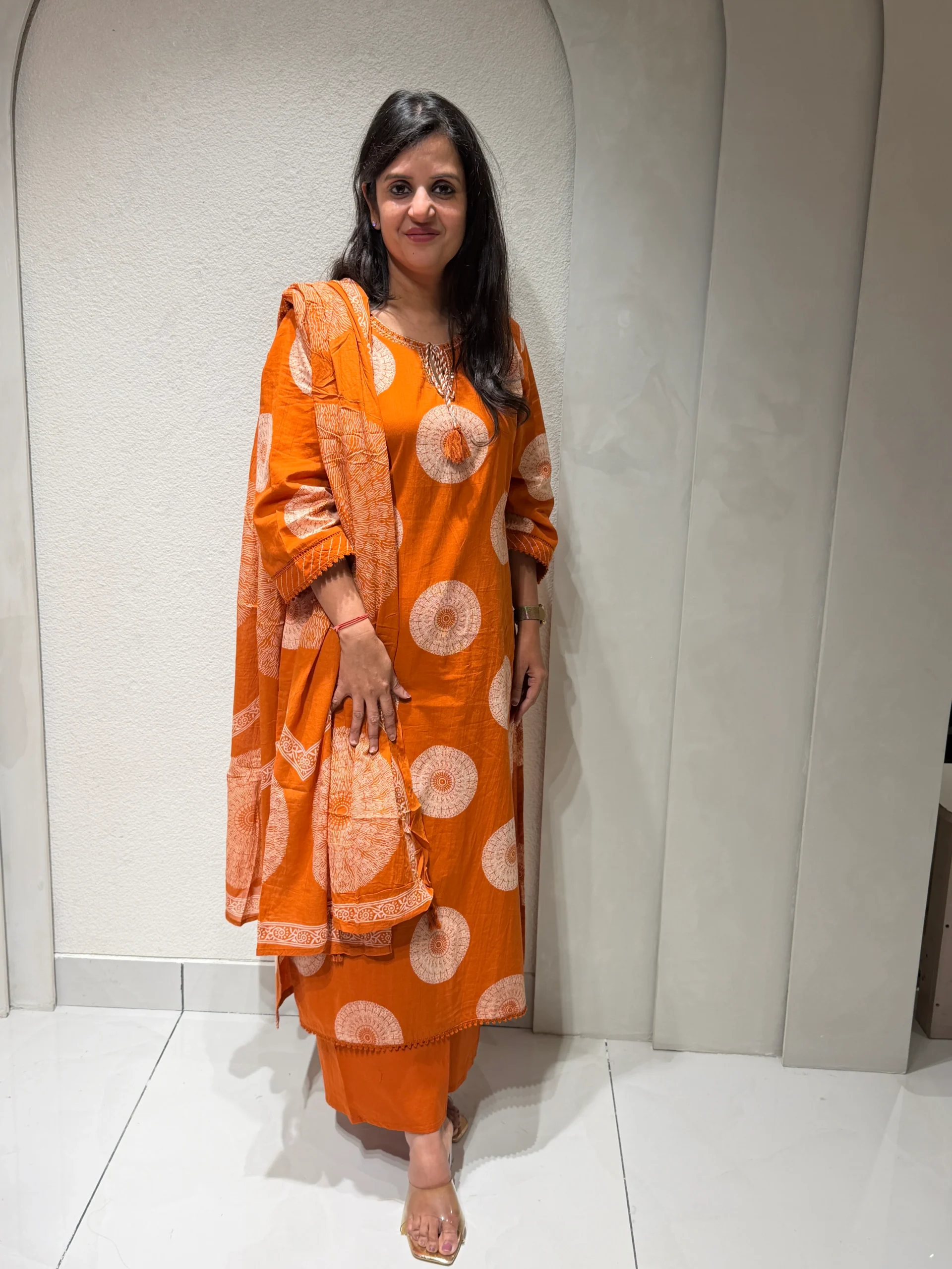 Premium Cotton Suit Set – Orange - Image 5