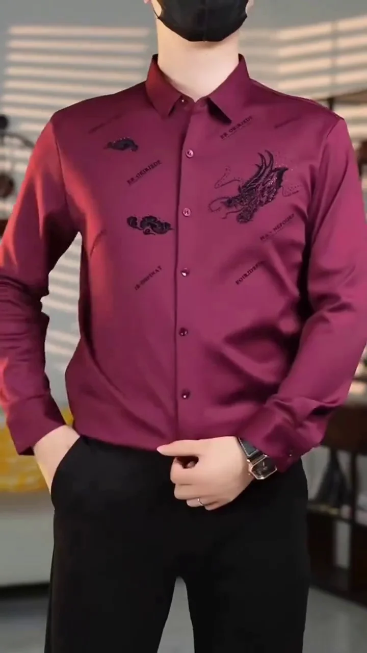 Men’s Designer Formal Shirt with Artistic Embroidery ★ - Image 2