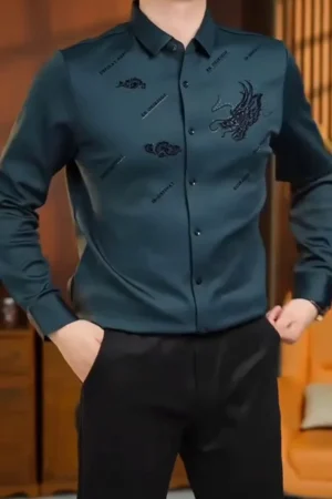 Men’s Designer Formal Shirt with Artistic Embroidery ✨