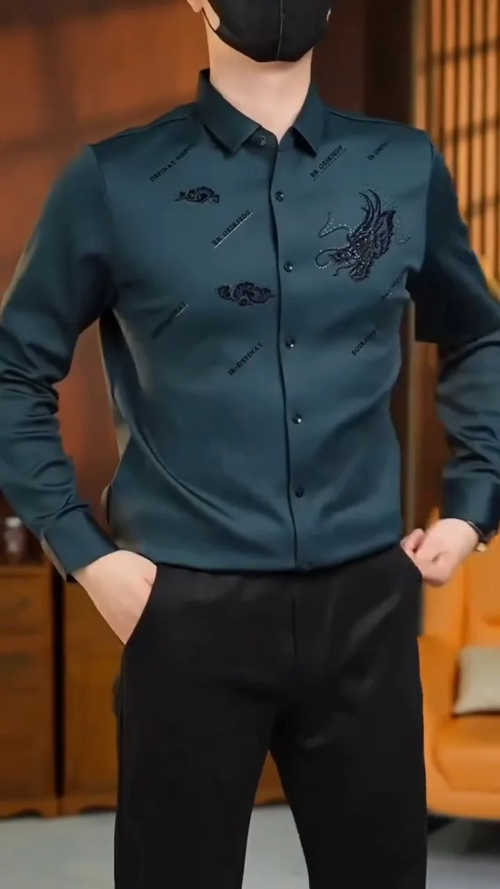 Men’s Designer Formal Shirt with Artistic Embroidery ★