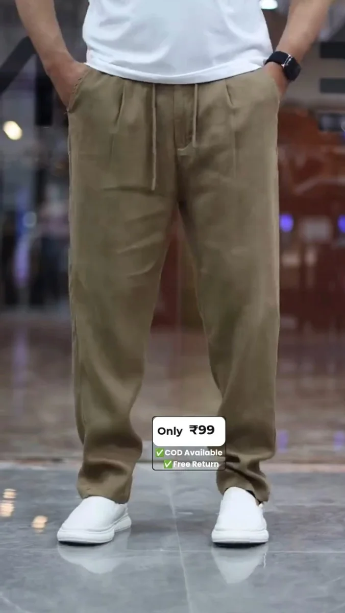 Men’s Lifestyle Co Linen Relaxed-Fit Regular Trousers Pent - Image 3