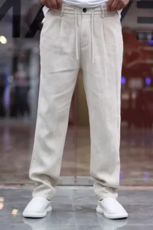 Men’s Lifestyle Co Linen Relaxed-Fit Regular Trousers Pent