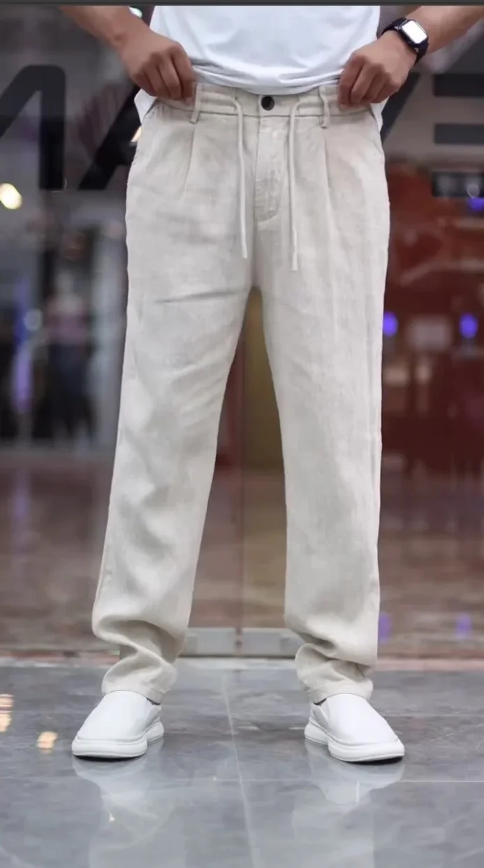 Men’s Lifestyle Co Linen Relaxed-Fit Regular Trousers Pent