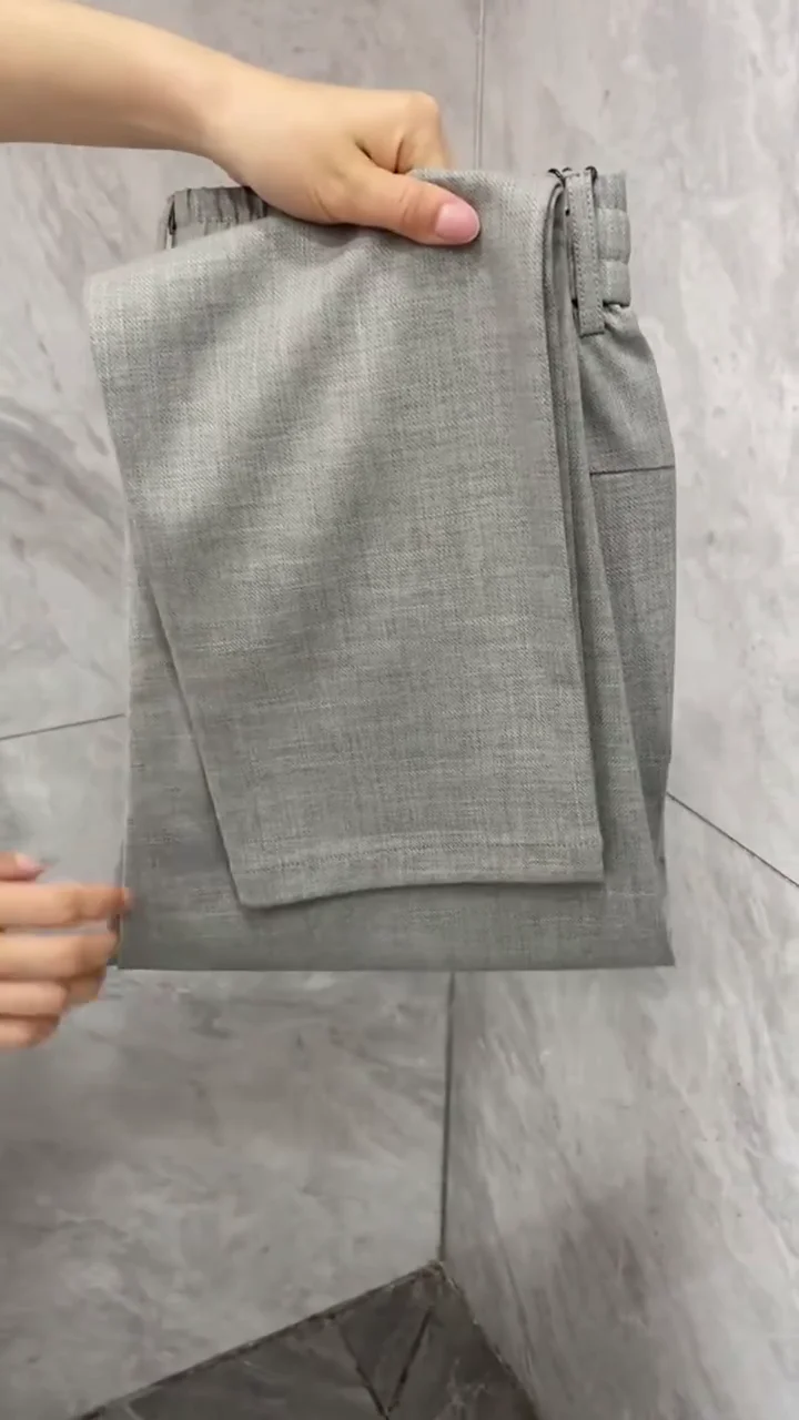 Men’s Grey Formal Stretch Trousers with Leather Accent Pockets ✨ - Image 2