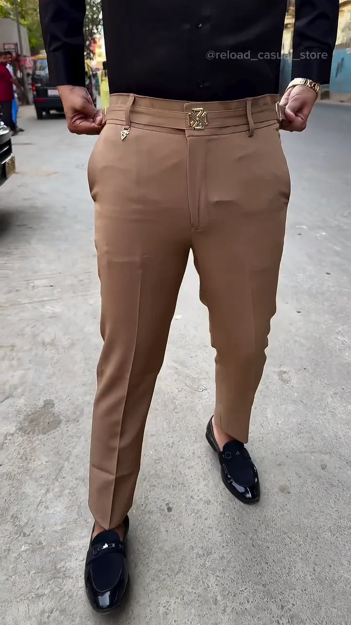 Men’s Tailored Slim-Fit Formal Trousers with Belt Detail ✨ - Image 2