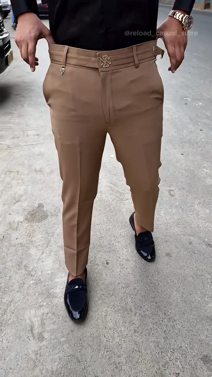 Men’s Tailored Slim-Fit Formal Trousers with Belt Detail ✨ - Image 3