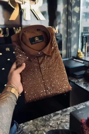 Crystal-Embellished Luxury Dress Shirt ✨