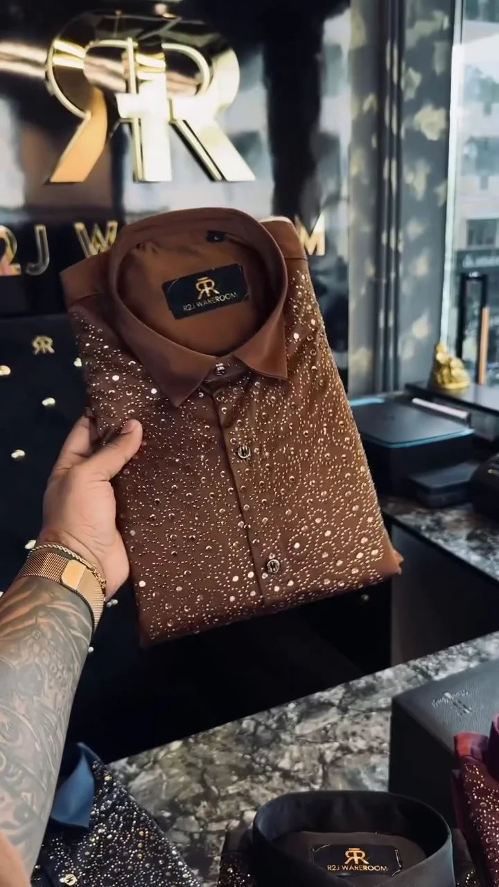 Crystal-Embellished Luxury Dress Shirt ✨