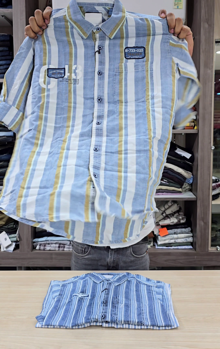 Mens Comfort Vertical Stripes Spread Collar Roll-Up Sleeves Cotton Casual Shirt ✨ - Image 2