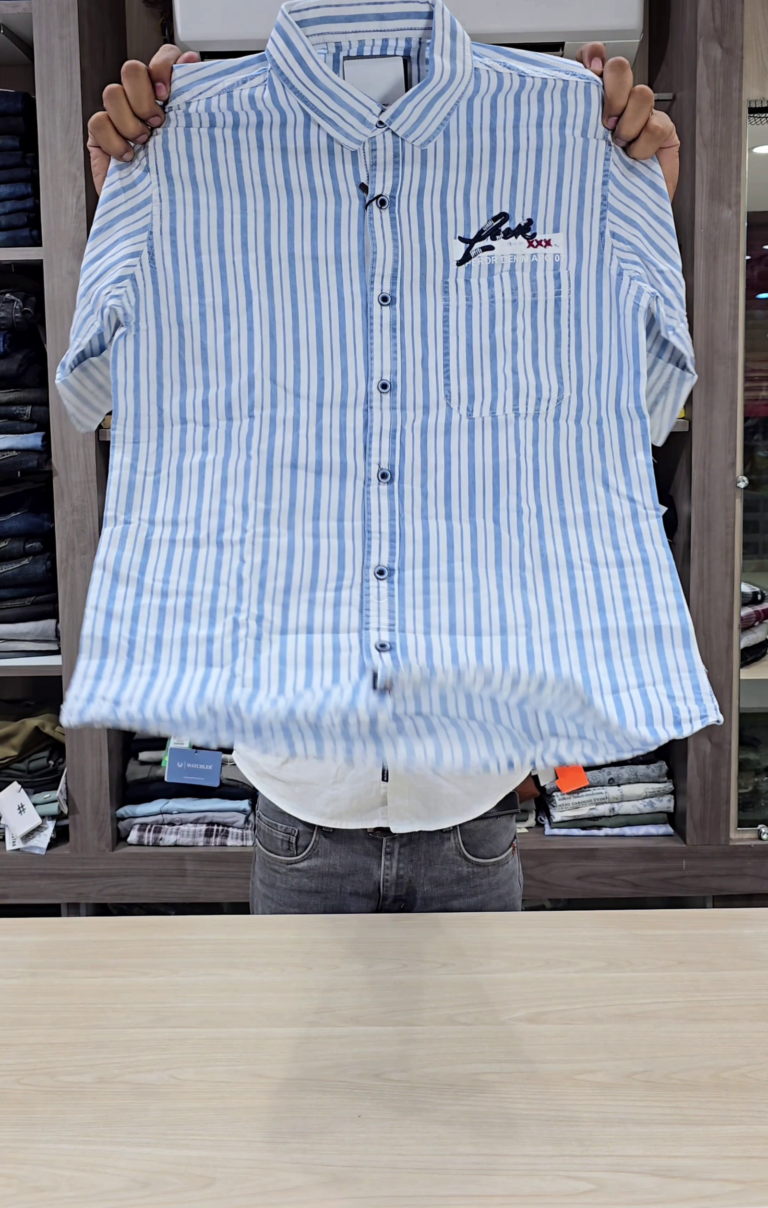 Mens Comfort Vertical Stripes Spread Collar Roll-Up Sleeves Cotton Casual Shirt ✨ - Image 5