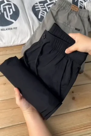 Casual Solid Men’s Regular Fit Drawstring Cargo Pants with Multiple Pockets ★