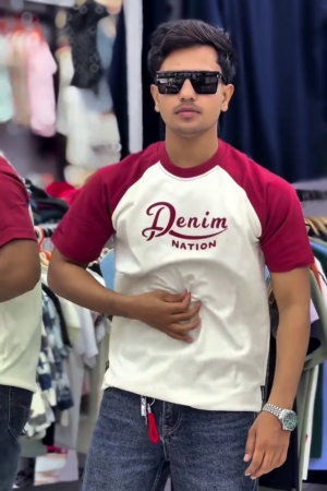 Swanwhite-Maroon Raglan Oversized Typography Printed T-shirt ✨