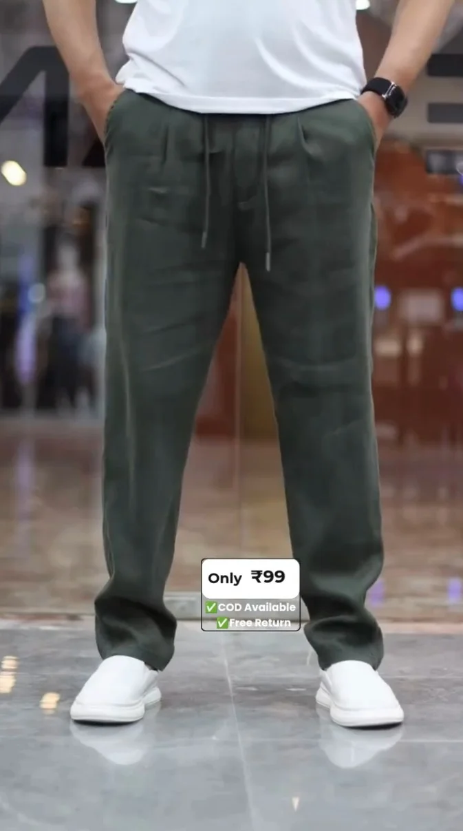 Men’s Lifestyle Co Linen Relaxed-Fit Regular Trousers Pent - Image 2