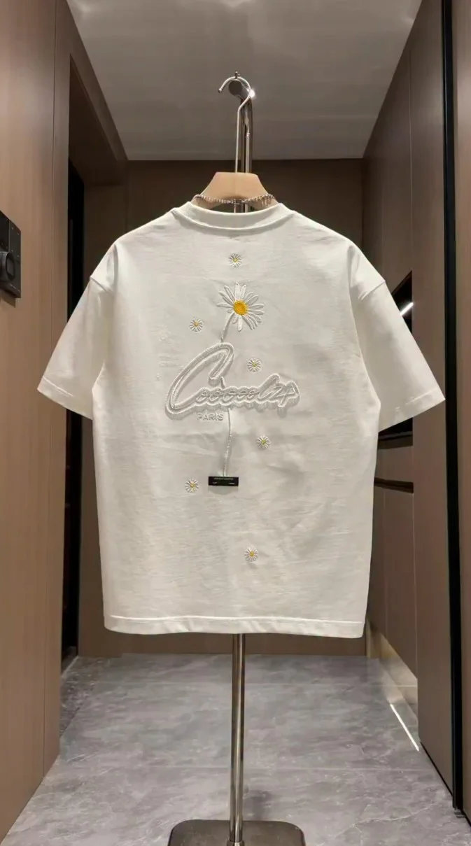 mens white cotton drop-shoulder t-shirt ✨